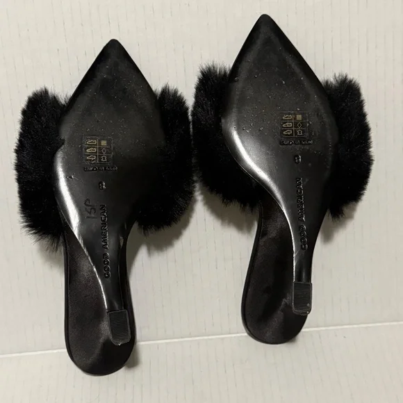 Good American Furry Sexy Wedge Heels Sz 8 - Picture 12 of 13